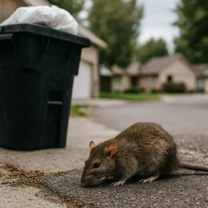 Rat foraging near garbage in Eagle, Idaho
